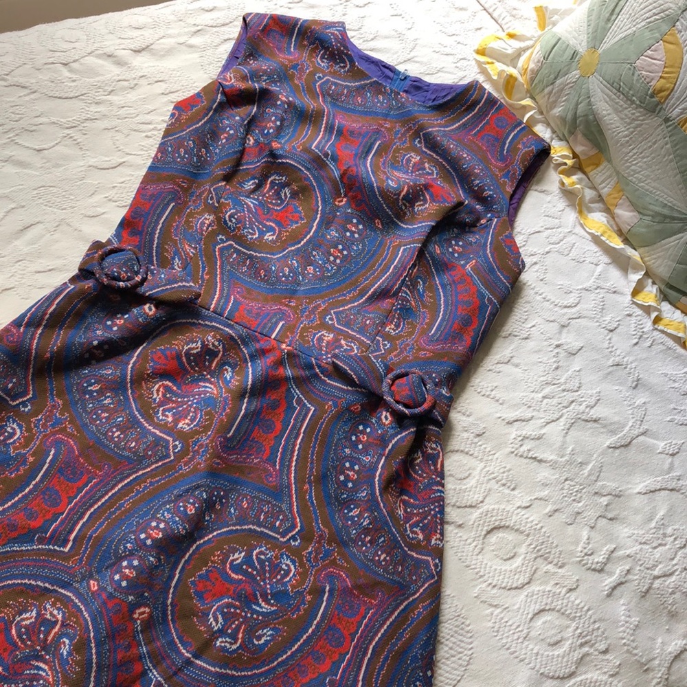 1960s tapestry print handmade dress